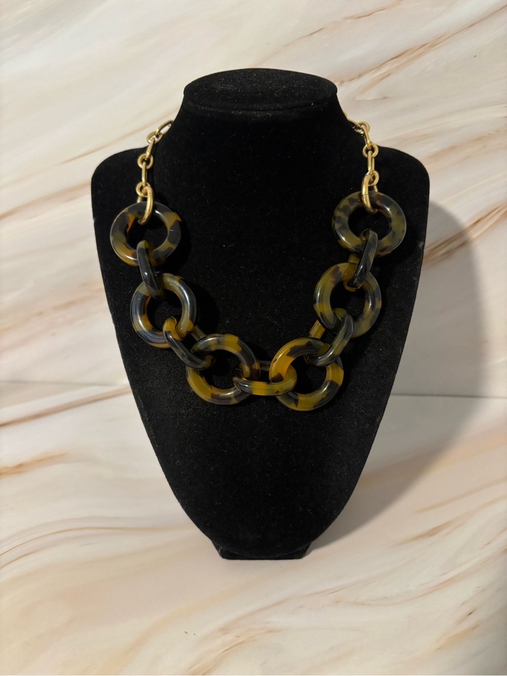 J.Crew Tortoiseshell Link Statement Necklace 17”+2”